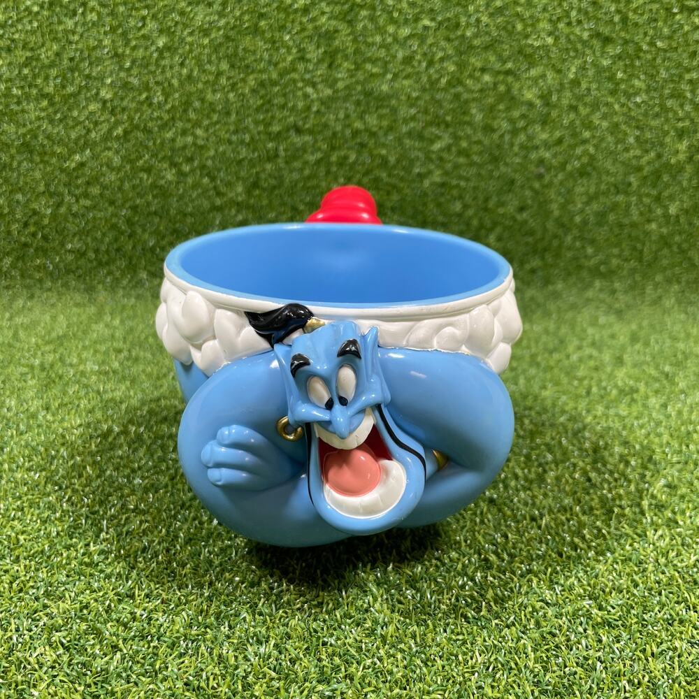 Vintage Walt Disney Aladdin Genie 3D Blue Plastic Mug Cup
